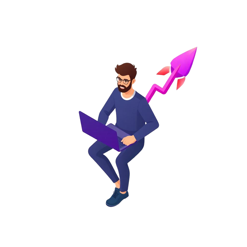 Ilustración de emprendedor con laptop